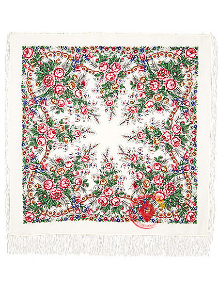 Шерстяной Павлопосадский платок "Весеннее утро", 125*125 см, арт. 555-1