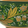 Деревянная чашка с росписью "Кудрина на зеленом фоне" Хохлома