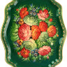 Поднос "Цветы на зеленом", фигурный, арт. 8183
