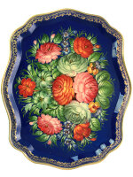 Поднос "Цветы на синем", фигурный, арт. 8184