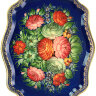 Поднос "Цветы на синем", фигурный, арт. 8184