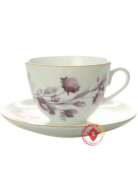 Чайная чашка с блюдцем форма Весенняя-2 рисунок Нежный пион (сиреневый) ИФЗ